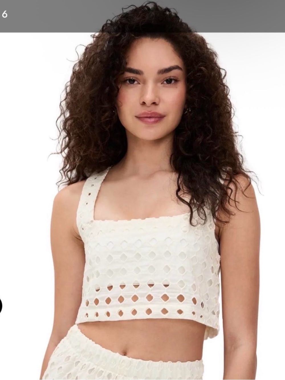 Le Bop Eyelet Cropped Tank ivory Sz s